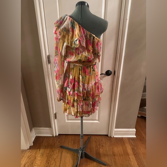 Rococo Sand Avar Yellow Floral One-Shoulder Ruffle Dress NWT - Picture 9 of 14